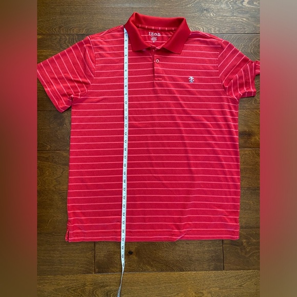 Izod Performance Polo, Men’s Medium, Red Striped, Moisture Wicking - Picture 5 of 8